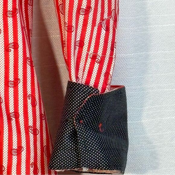 Bespoke Striped & paisley Men's Cotton Shirt contrast cuff size L button up - Picture 6 of 12